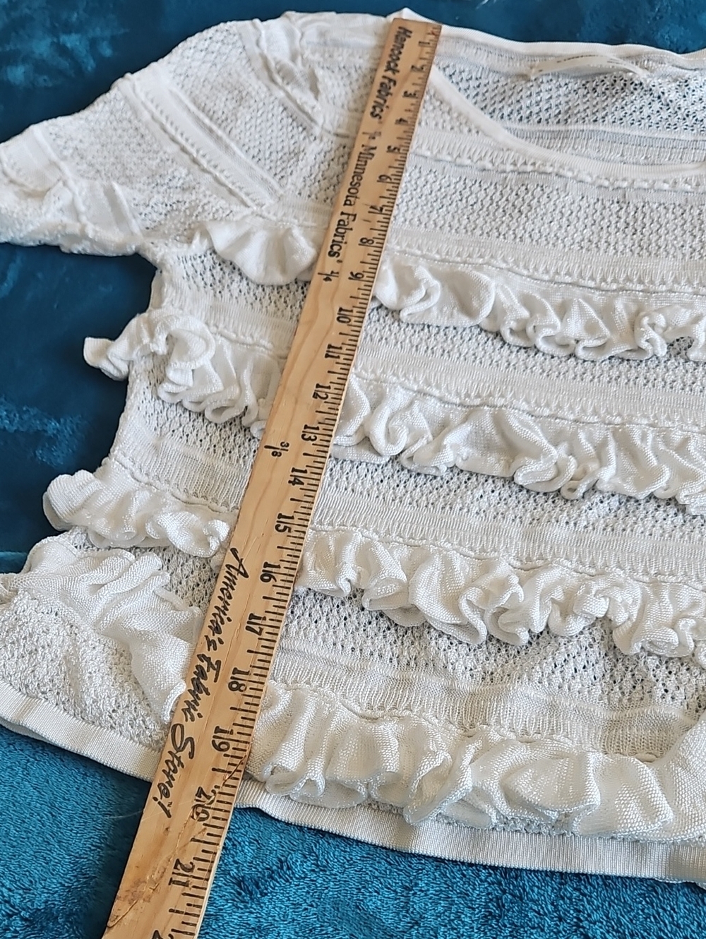 NWOT Anthropologie Ruffle Open Knit Sweater Sz XL - Picture 9 of 9